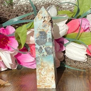 Caribbean Calcite and Black Tourmaline Tower